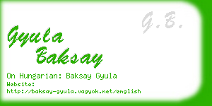 gyula baksay business card